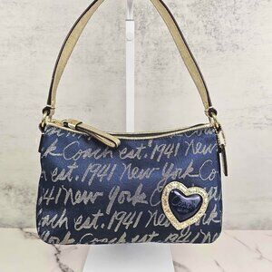 Coach Poppy New York Script Y2K Baguette Shoulder Bag